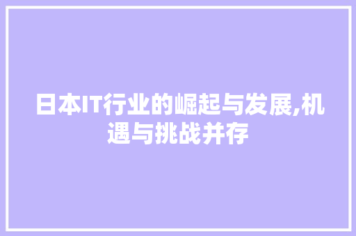 日本IT行业的崛起与发展,机遇与挑战并存 360搜优化