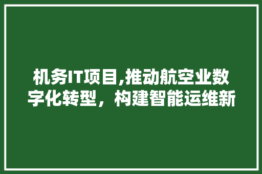 机务IT项目,推动航空业数字化转型，构建智能运维新生态 网站开发