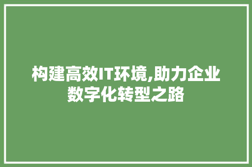 构建高效IT环境,助力企业数字化转型之路