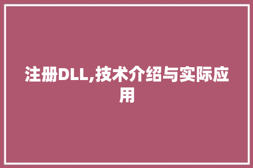 注册DLL,技术介绍与实际应用