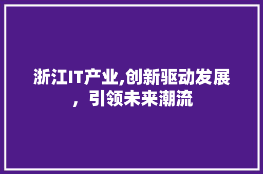 浙江IT产业,创新驱动发展，引领未来潮流