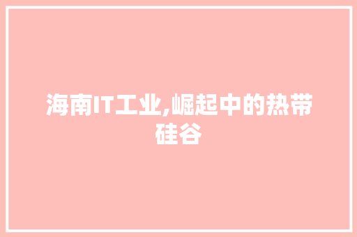 海南IT工业,崛起中的热带硅谷