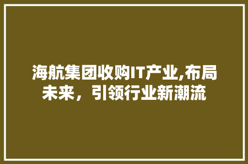 海航集团收购IT产业,布局未来，引领行业新潮流 搜狗优化