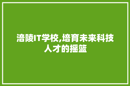 涪陵IT学校,培育未来科技人才的摇篮