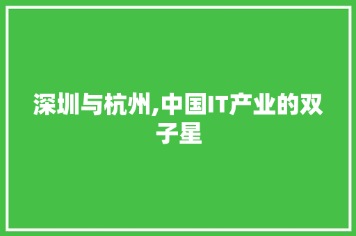深圳与杭州,中国IT产业的双子星 AI技术学习