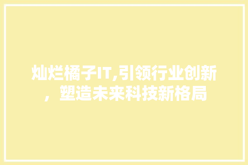 灿烂橘子IT,引领行业创新，塑造未来科技新格局
