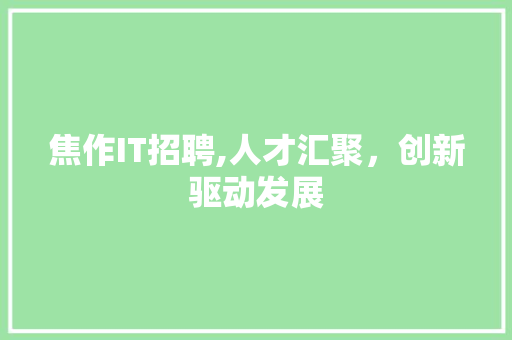 焦作IT招聘,人才汇聚，创新驱动发展
