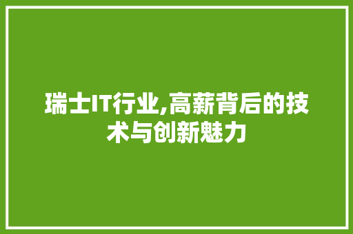 瑞士IT行业,高薪背后的技术与创新魅力