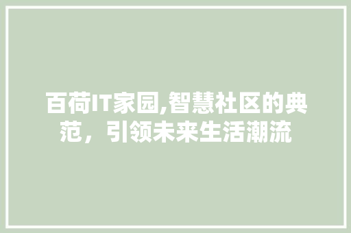 百荷IT家园,智慧社区的典范，引领未来生活潮流 seo技术