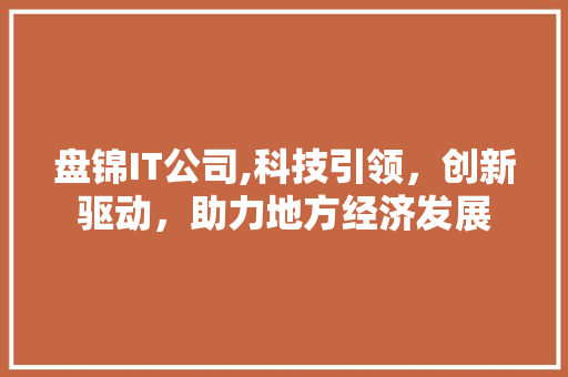 盘锦IT公司,科技引领，创新驱动，助力地方经济发展