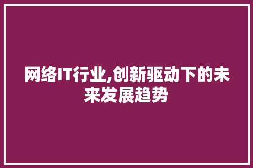 网络IT行业,创新驱动下的未来发展趋势 网站优化