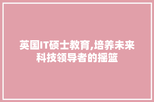 英国IT硕士教育,培养未来科技领导者的摇篮 搜狗优化