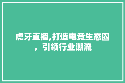 虎牙直播,打造电竞生态圈，引领行业潮流 360搜优化