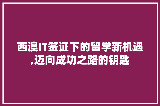 西澳IT签证下的留学新机遇,迈向成功之路的钥匙