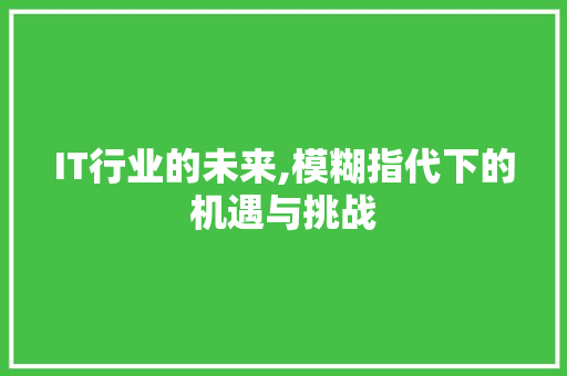 IT行业的未来,模糊指代下的机遇与挑战