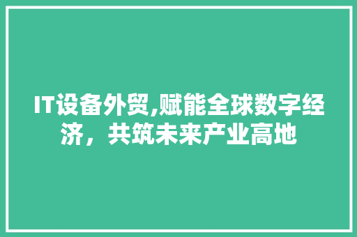 IT设备外贸,赋能全球数字经济，共筑未来产业高地 网站优化