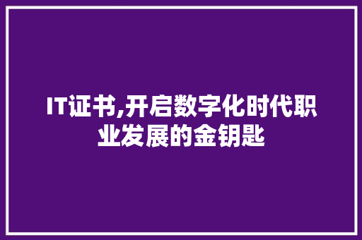 IT证书,开启数字化时代职业发展的金钥匙 小程序开发