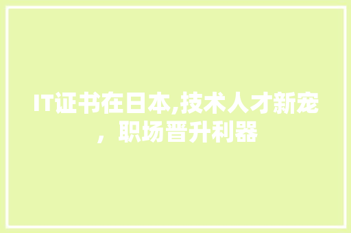 IT证书在日本,技术人才新宠，职场晋升利器