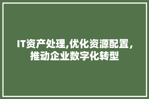 IT资产处理,优化资源配置，推动企业数字化转型
