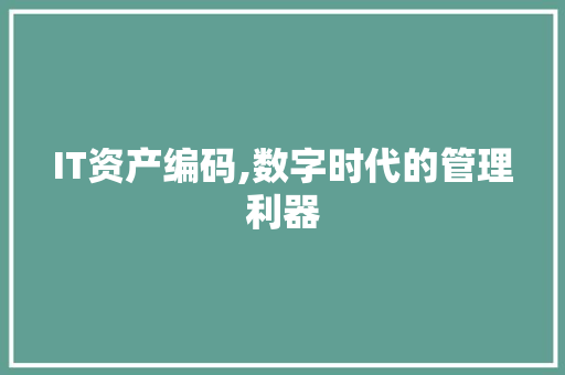 IT资产编码,数字时代的管理利器