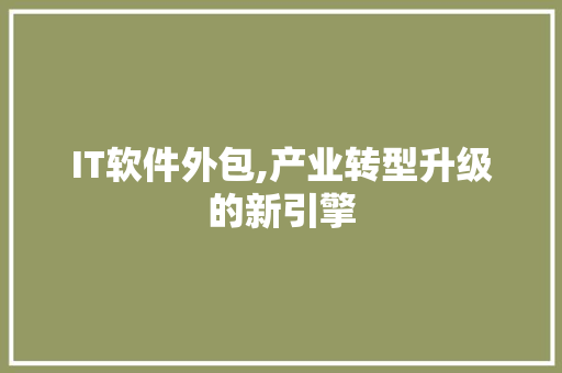 IT软件外包,产业转型升级的新引擎