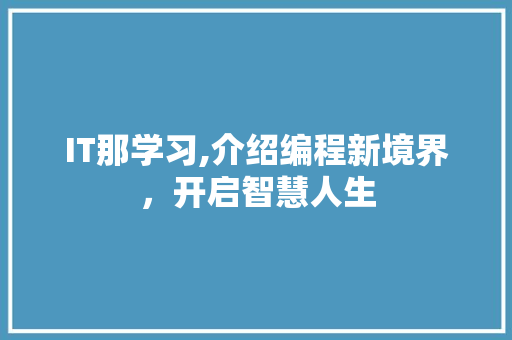 IT那学习,介绍编程新境界，开启智慧人生