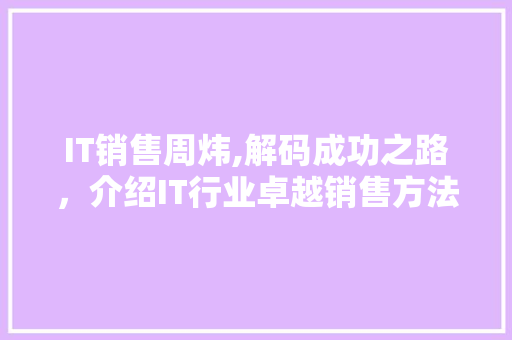 IT销售周炜,解码成功之路，介绍IT行业卓越销售方法