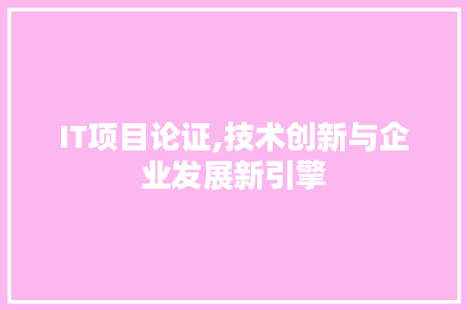 IT项目论证,技术创新与企业发展新引擎