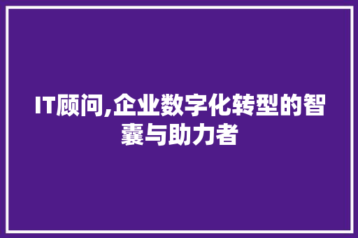 IT顾问,企业数字化转型的智囊与助力者