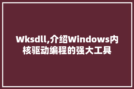 Wksdll,介绍Windows内核驱动编程的强大工具