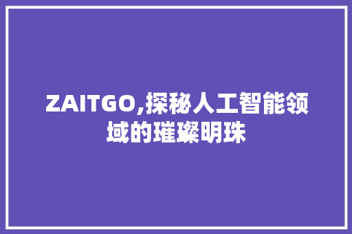 ZAITGO,探秘人工智能领域的璀璨明珠