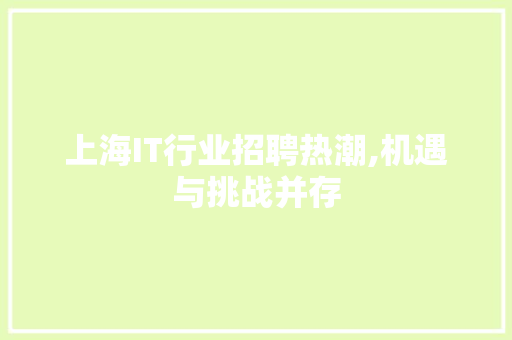 上海IT行业招聘热潮,机遇与挑战并存 头条优化