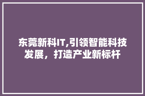 东莞新科IT,引领智能科技发展，打造产业新标杆
