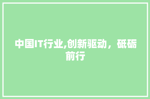 中国IT行业,创新驱动，砥砺前行