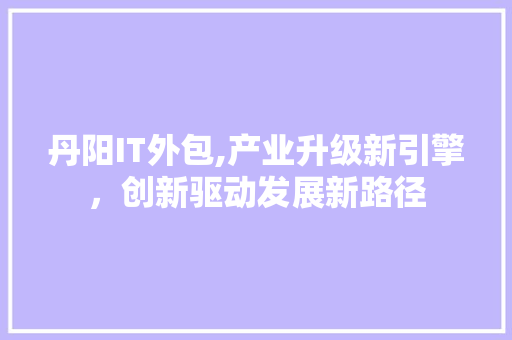 丹阳IT外包,产业升级新引擎，创新驱动发展新路径