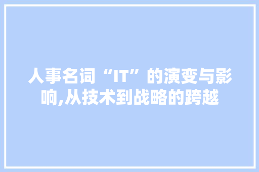 人事名词“IT”的演变与影响,从技术到战略的跨越