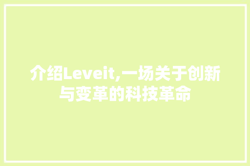 介绍Leveit,一场关于创新与变革的科技革命 网站开发