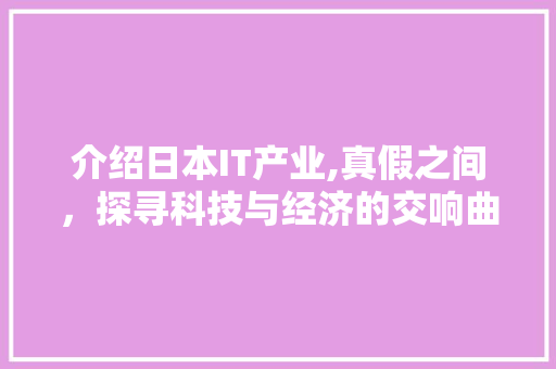 介绍日本IT产业,真假之间，探寻科技与经济的交响曲