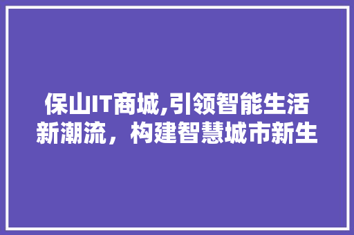 保山IT商城,引领智能生活新潮流，构建智慧城市新生态 网站开发