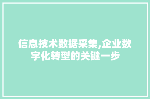 信息技术数据采集,企业数字化转型的关键一步