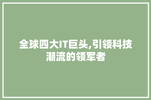 全球四大IT巨头,引领科技潮流的领军者 头条优化