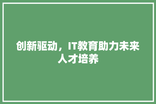 创新驱动，IT教育助力未来人才培养