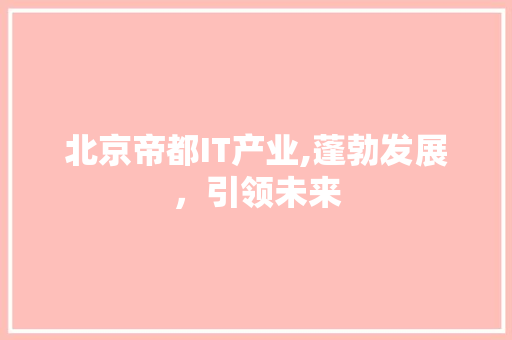 北京帝都IT产业,蓬勃发展，引领未来