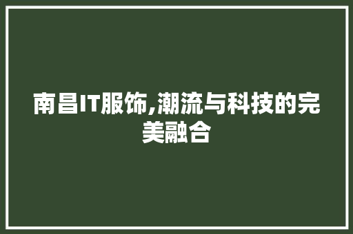 南昌IT服饰,潮流与科技的完美融合