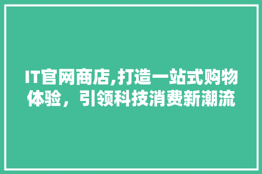 IT官网商店,打造一站式购物体验，引领科技消费新潮流 头条优化