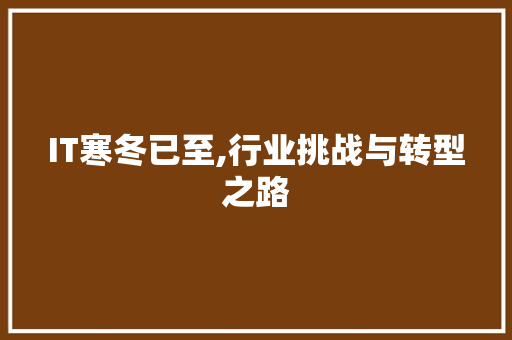 IT寒冬已至,行业挑战与转型之路 AI技术学习