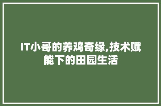 IT小哥的养鸡奇缘,技术赋能下的田园生活