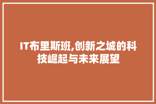 IT布里斯班,创新之城的科技崛起与未来展望 网站优化