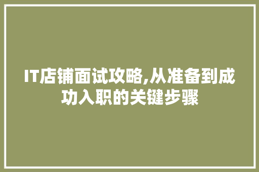 IT店铺面试攻略,从准备到成功入职的关键步骤 seo技术