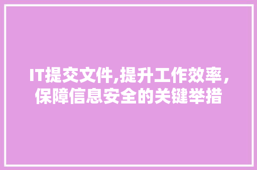 IT提交文件,提升工作效率，保障信息安全的关键举措